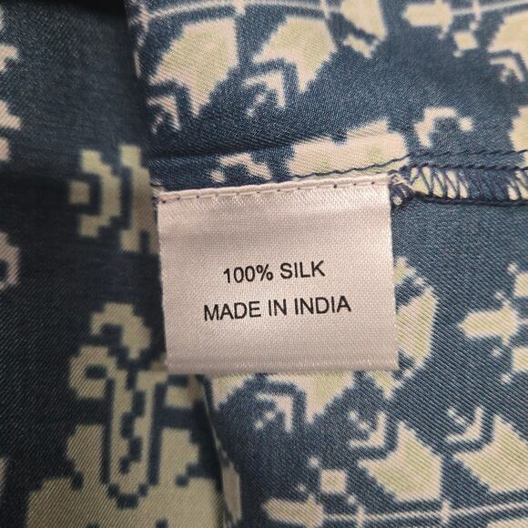 D'Ascoli Toscana Silk Top Mint/Navy Size Medium - Picture 8 of 10